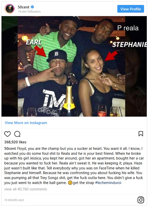 50 Cent Airs Floyd Mayweather Dirty Little Secrets on Earl Hayes Murdering his Wife