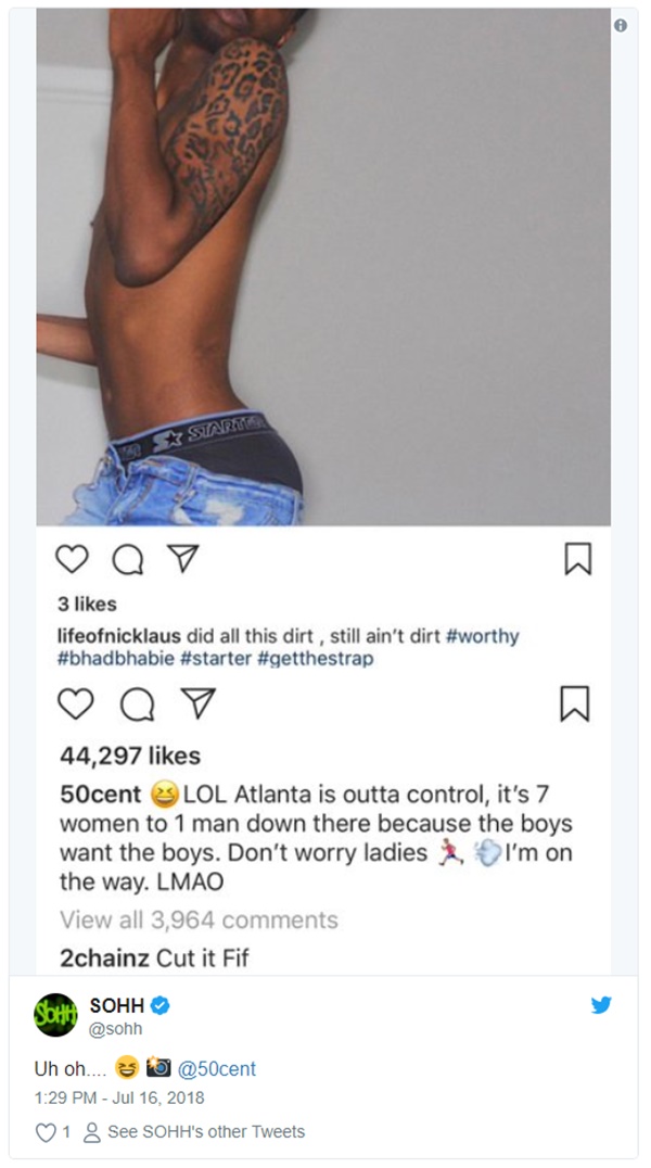 50 Cent Controversial ATL IG Post Deleted