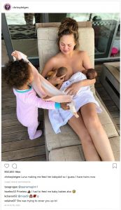 Chrissy Teigen Spotted Double Breastfeeding?