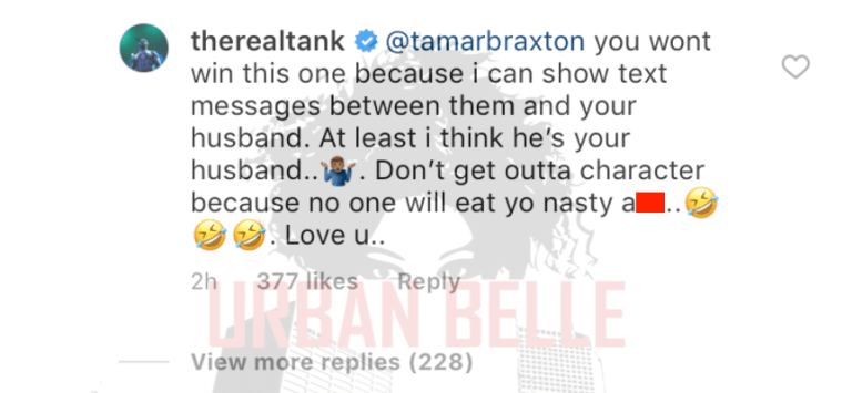 Tank Ignites Feud with Tamar Braxton