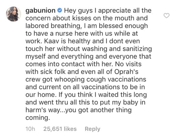 Gabrielle Union Under Fire for Kissing Infant Daughter On Mouth