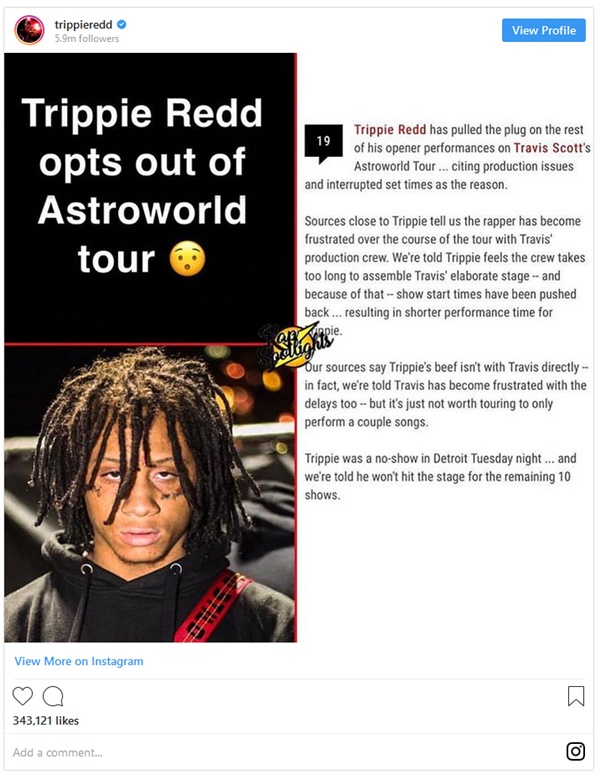 Why Trippie Redd QUIT Travis Scott's Astroworld Tour