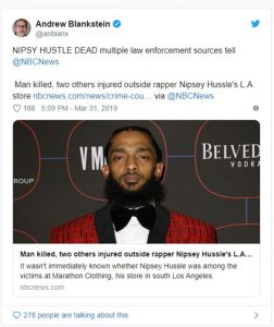Nipsey Hustle Shot Dead Outside His Clothing Store