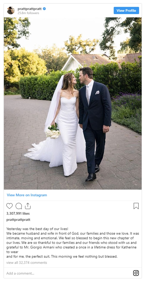 Chris Pratt + Katherine Schwarzenegger Officially Marry