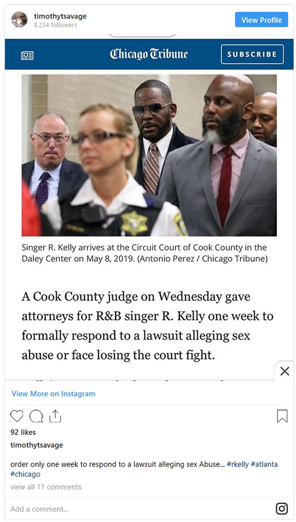 Timothy Savage Happy R. Kelly’s Lawyers Have 1 Week to Answer Lawsuit 