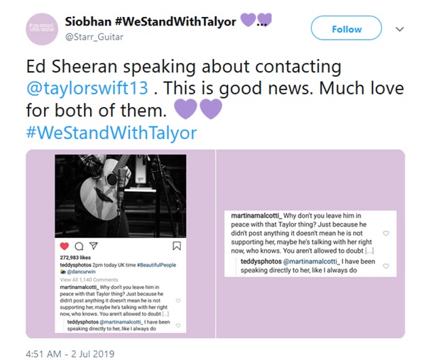 Ed Sheeran Breaks Silence on Taylor Swift + Scooter Braun’s Drama