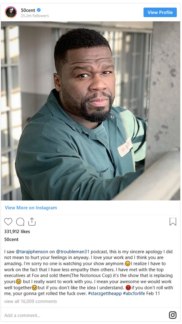 50 Cent Twists The Knife In Taraji P Henson's Back