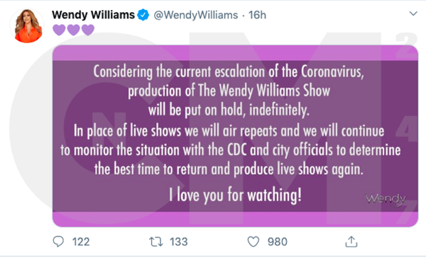 Coronavirus: Wendy Williams Suspends Production + Joy Behar To Leave “The View” 