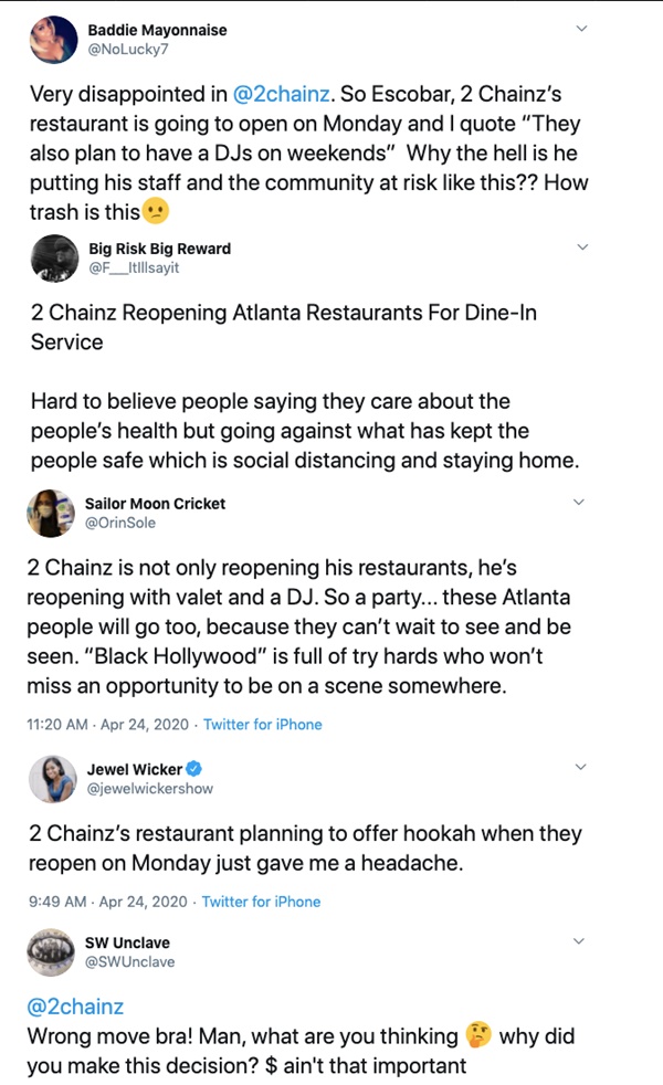 2 Chainz Faces Backlash For Reopening Atlanta Restaurant