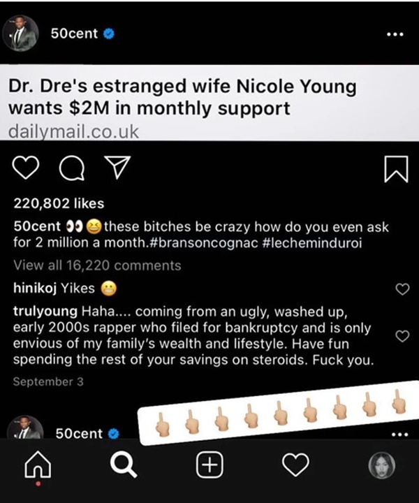 Dr. Dre's Daughter Truly FIRES BACK At 50 Cent