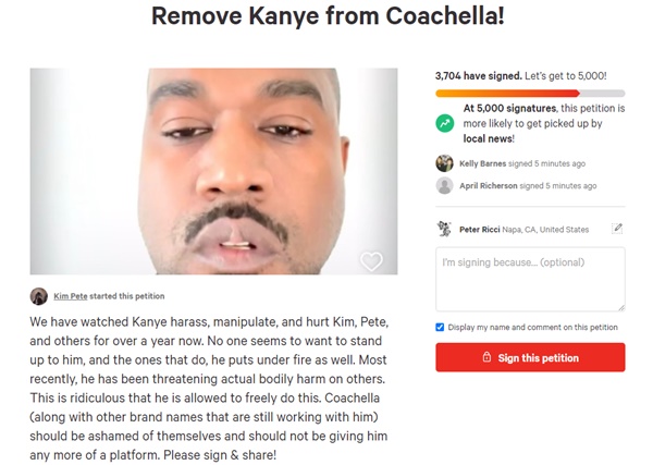 Kanye Petition Asks Coachella To Drop Him After Kim Kardashian Attacks