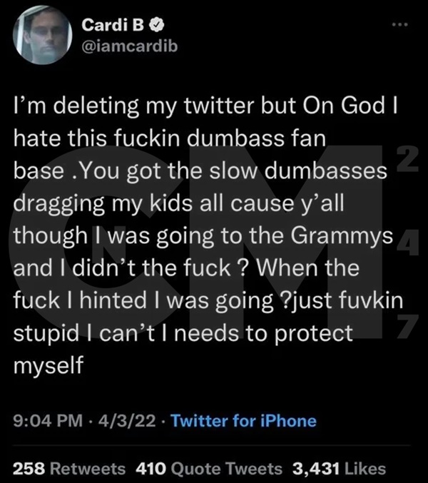 Cardi B Deletes Twitter After Shocking Grammys Beef with Fans