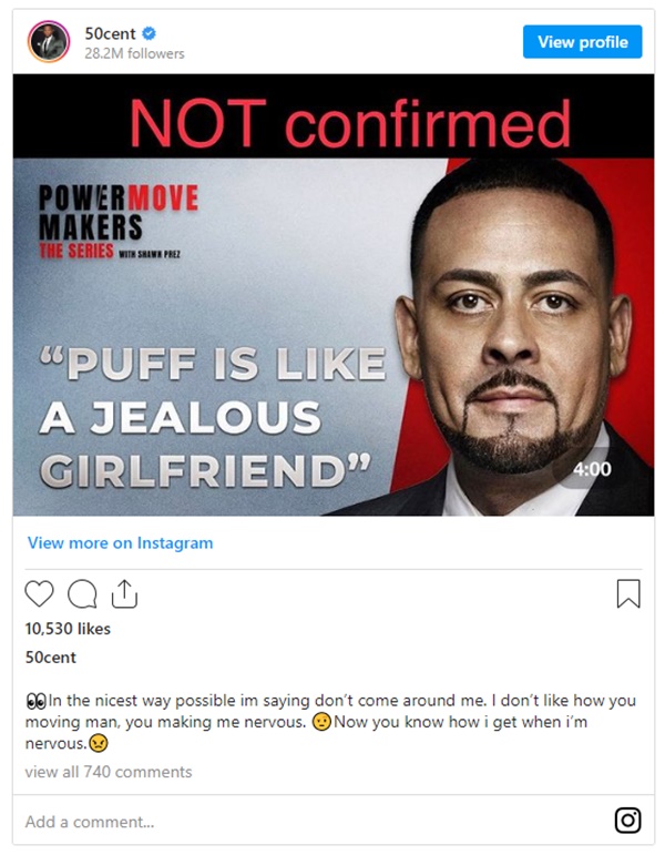 50 Cent Trolls Music Exec James Cruz; Says Puffy Was Playing With His Butt