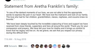 Aretha Franklin Dead At Age 76