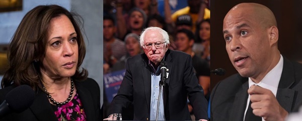 Democratic 2020 Candidates: Kamala Harris, Bernie Sanders, Cory Booker