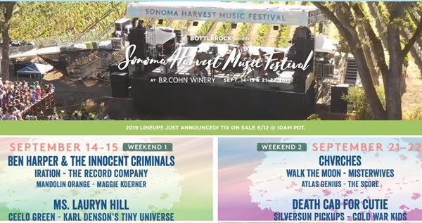 Sonoma Harvest Music Festival: Ben Harper; Ms. Lauryn Hill; Death Cab for Cutie