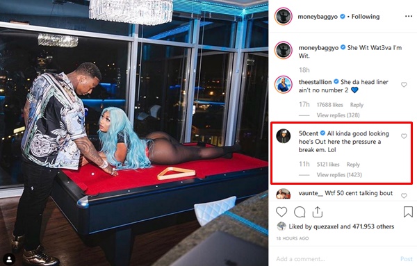 50 Cent Jut Called MoneyBagg Yo's Lady Megan Thee Stallion A H**