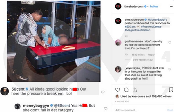 50 Cent Just Called MoneyBagg Yo's Lady Megan Thee Stallion A H**