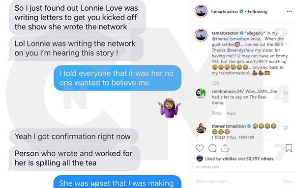 Tamar Braxton Text Messages Show Loni Love Was The One