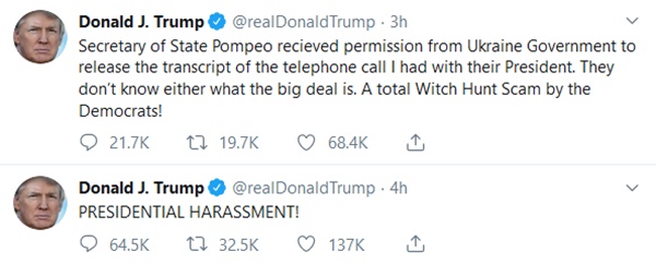 Trump Calls Pelosi's Impeachment Announcement A Witch Hunt