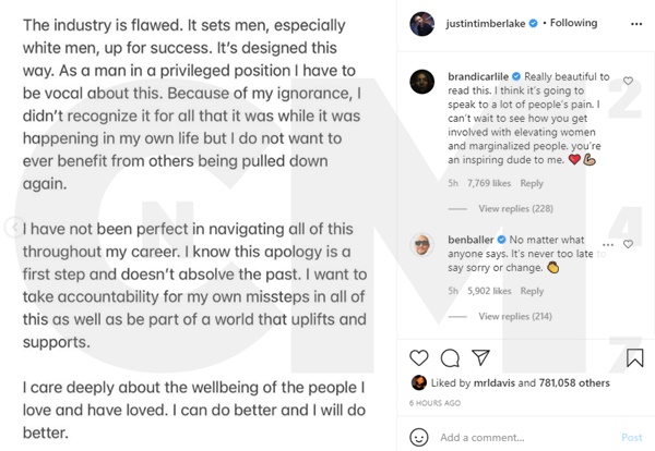 Justin Timberlake Apology to Britney Spears + Janet Jackson