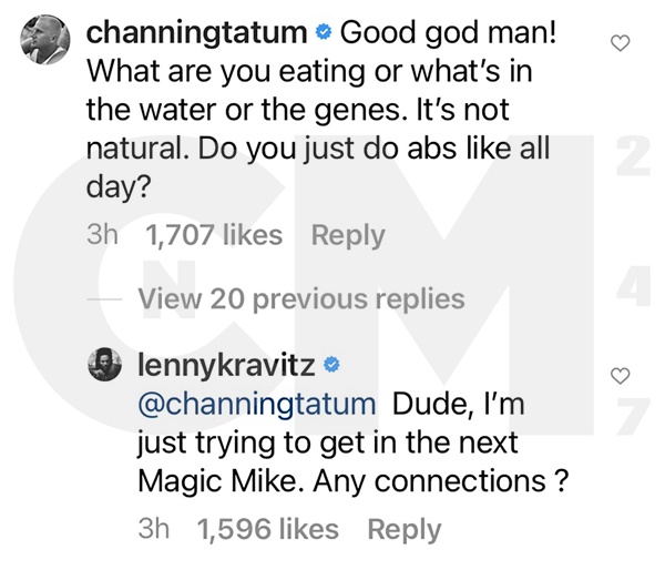 Lenny Kravitz Abs Grabs Channing Tatum + The Rock 