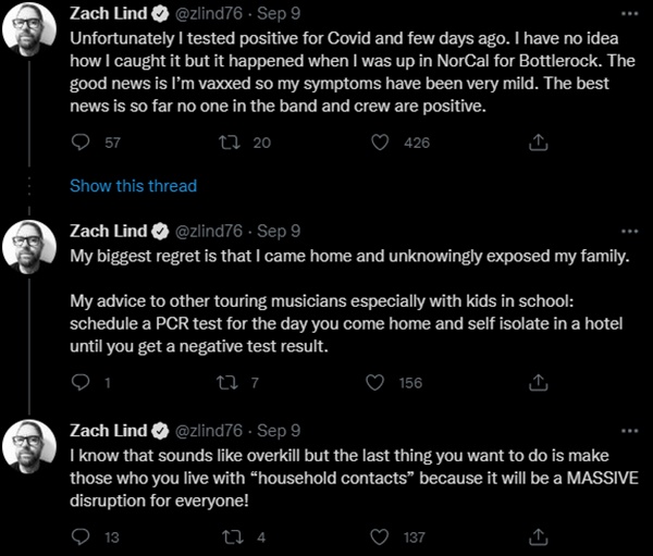 Jimmy Eat World Zach Lind Test Positive for COVID After BottleRock 2021