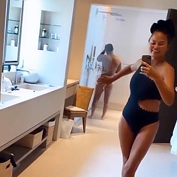 Chrissy Teigen Shares Cheeky Video of John Legend Showering