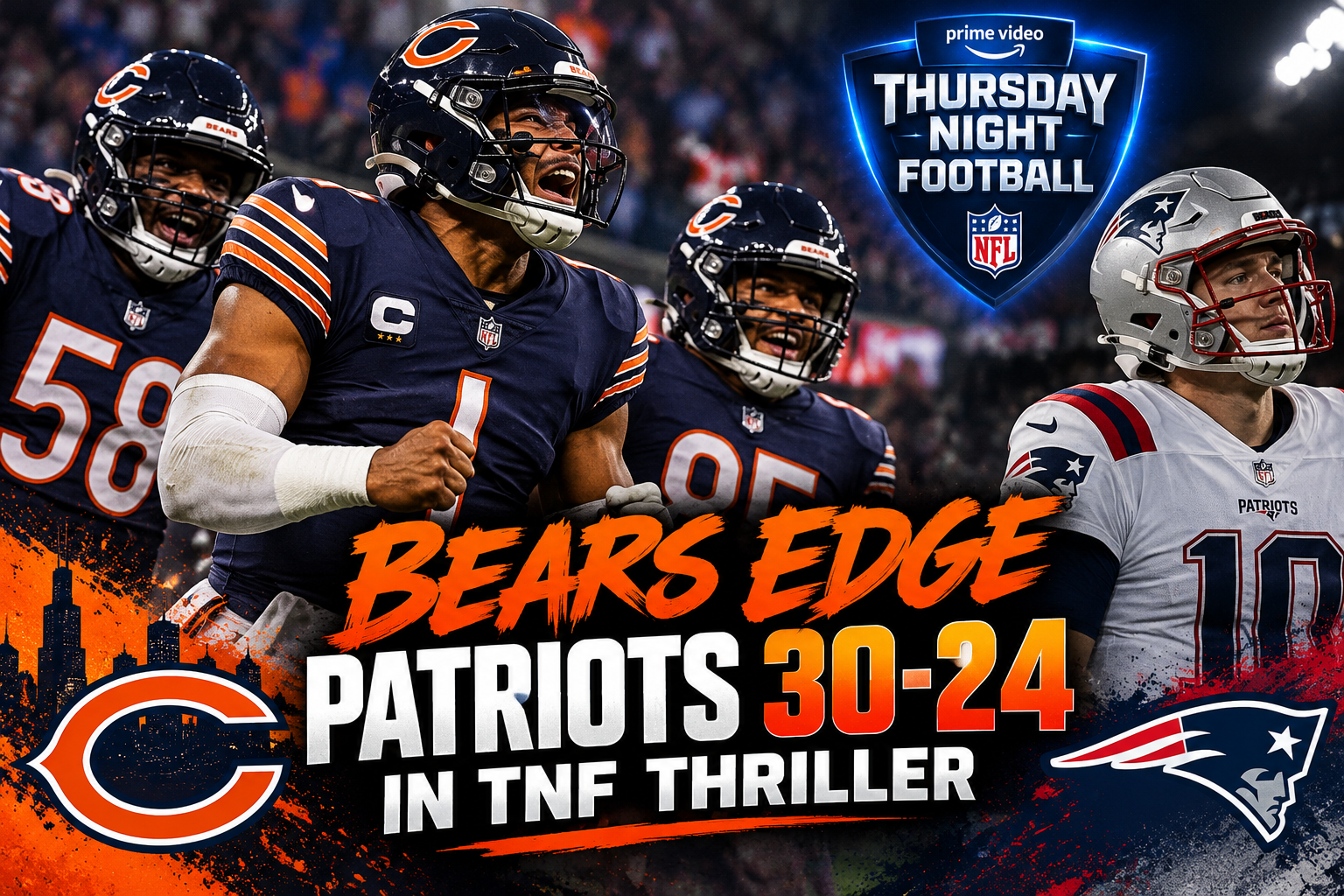 Bears Edge Patriots 30-24 in TNF Thriller
